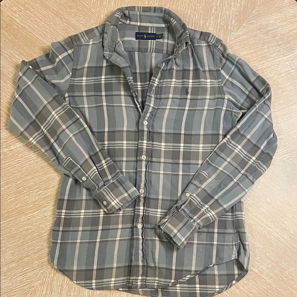 Ralph Lauren Muted Blue Flannel 100% Cotton Women’s Small